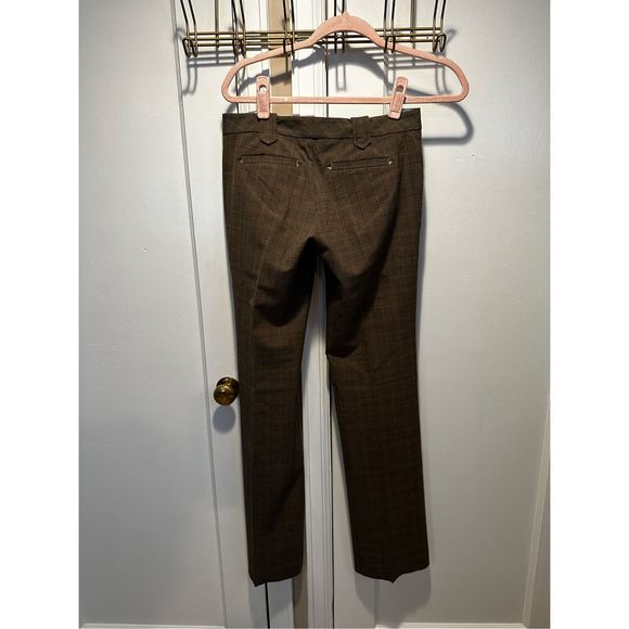 Guess Dress Pants Womens Size Small 26 Brown Plaid Stretch Wide Leg Low Rise Str - Picture 6 of 7